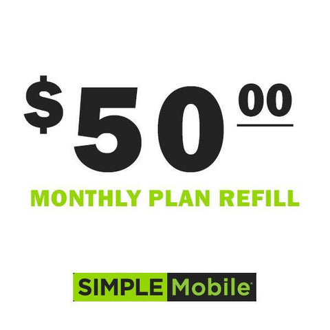 Simple Mobile Monthly Plan ReUp Refill - Instant Payment - PrePaid Phone Zone