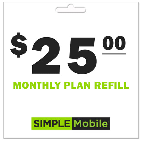 Simple Mobile Monthly Plan ReUp Refill - Instant Payment