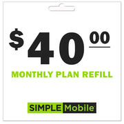 Simple Mobile Monthly Plan ReUp Refill - Instant Payment